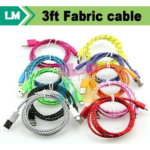 300pcs 1m/3ft Durable Micro 5pin Data Cable Nylon Fabric Braided V8 Micro USB Charger Cable for Samsung Galaxy S7 S6 S5 XiaoMi