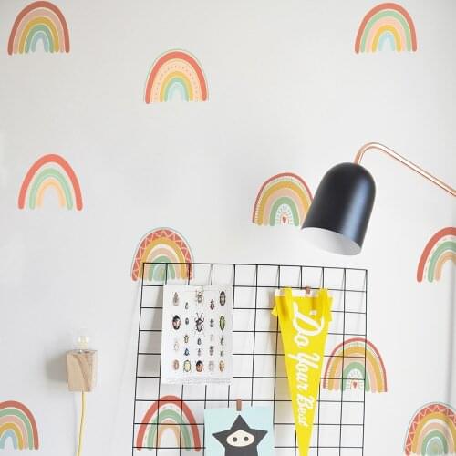 36pcs/set Bright Color Cartoon Rainbow Wall Sticker for Children Room Bedroom Kindergarten Nursery Wall Decoration Self-adhesive