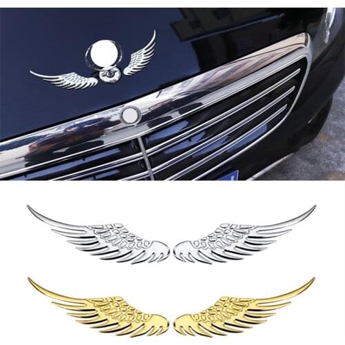 3D Metal Angel Wings Badge Decal Car Rear Trunk Stickers Car Styling Golden Silver For AUDI BMW Mercedes Benz Toyota Honda