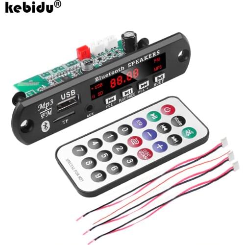 Kebidu 12V Bluetooth5.0 Wireless MP3 Decoder Board MP3 Player 2*15W Speaker Audio Module USB TF Radio Music Car MP3 Player
