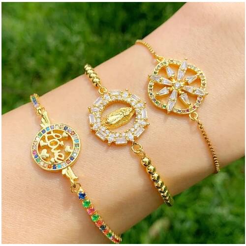 Love multicolor crystal micro pave cz zircon cubic zirconia Bracelet Adjustable silicone Snake Chain Jewelry wrf23