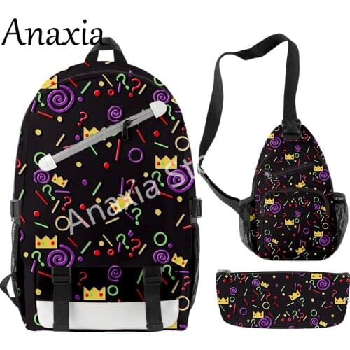 Dream team merch Backpack set 3 pieces 3D printing lightweight youth school bag multi-zipper chest bag pencil case