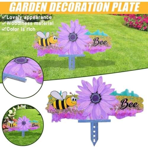 Colorful Bee Flowers Garden Decor Terrace Garden Outdoor Backyard Lawn Stake Gardening Ornament Acrylic Yard Fence Decor