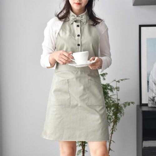 Home Cleaning Baking Work Chef Kitchen Apron With Tie Pocket Unisex Women Men Cafe Restaurant Waitress Bib Cotton Oil-Proof