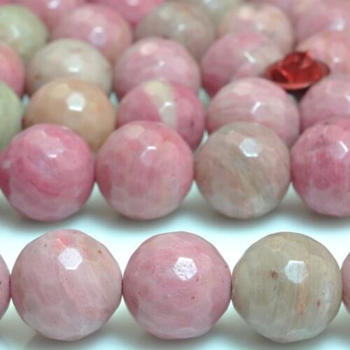 Natural Pink Rhodonite Micro Faceted Round Loose Beads Wholesale Gemstone Semi Precious Stone Bracelet Necklace Jewelry Making