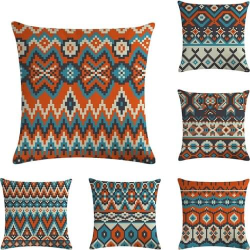 Indian National Style Cushion Cover Decorative Pillow For Car Covers Geometric Patterns Pillow Linen Home Decor Pillowcase ZY625