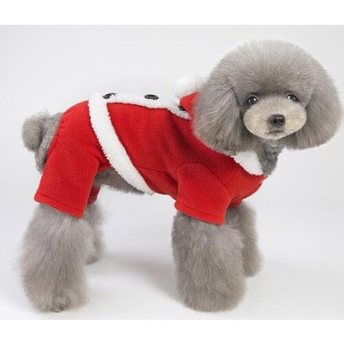 New Pet Christmas Dog Clothes 2021 Winter Halloween Costume Dog Fall Winter Four-legged Clothes Skirt Warm Plus Velvet Dress