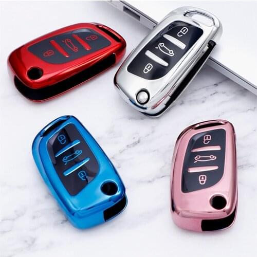 New Soft TPU 3 Button Car Fold Key Case Full Cover For Peugeot Citroen C1 C2 C3 C4 C5 DS3 DS4 DS5 DS6 Auto Key Shell Accessories