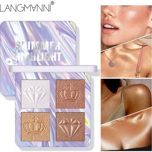 4 Colors Brighten Highlighter Baking Highlighter Palette Face Brightener Contouring Blush Makeup Cosmetic