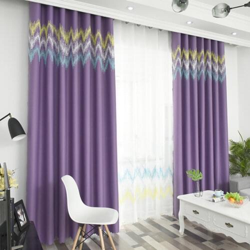 Geometric thick blackout embroidered windows curtains white tulle for living room bedroom home decoration drape
