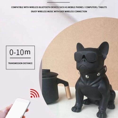 French Bulldog Portable Wireless Bluetooth Dog Speaker, FM Radio, MP3 (M, Black)