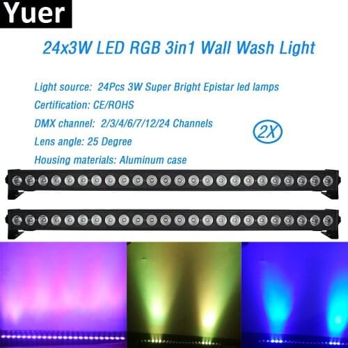 24x3W RGB 3IN1 LED Bar Wall Washer Light DMX Led Floodlight Running Horse DJ Disco Sound Party Lights Stage Wash Wall Lighting