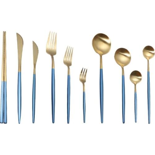 Luxury Dinnerware Set Gold Knife Fork Spoon Set Table Cutlery Stainless Steel Full Tableware Spoon Set Zero Waste Kitchen Gift