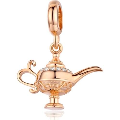 Aladdin Magic Lamp Wish Lamp Necklace Pendant 925 Sterling Silver Jewelry For Women Sweater Necklace Birthday Gifts