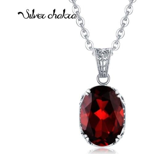 Silver Chakra Silver Necklace Women Pendant Korean Fashion Garnet Gemstone Silver 925 Pendants Passionate Charm Fine Jewelry New