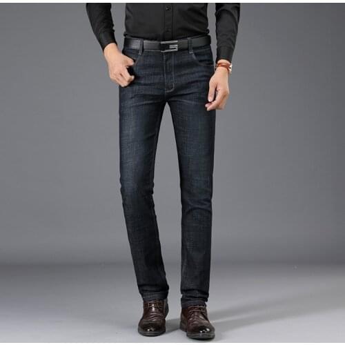 Sulee Brand Regular Mid Softener Straight Mid weight Full Length Black High Quality Fabric Pockets Jeans
