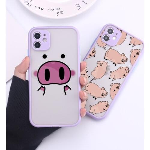 Cartoon Funny Pig Camera Protection Bumper Phone Cases For iPhone 11 Pro Max XR XS Max X 8 7 6S Plus Matte Shockproof Back Cover