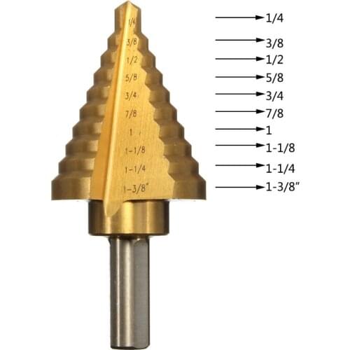 WAERTA 1/4' to 1-3/8' Titanium 10 Step Drill Bit HSS Cobalt Unibit Tool For Sheet Metal