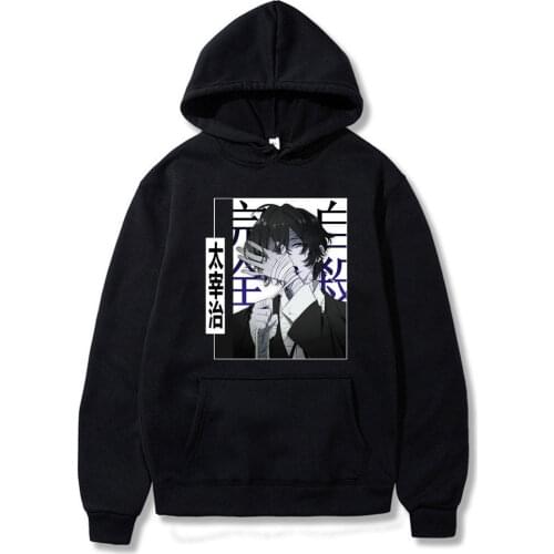 Japanese Anime Bungou Stray Dogs Print Hoodies Sweatshirt Super Cool Dazai Osamu Hoodie Male Fashionable Loose Hoody Sweatshirts