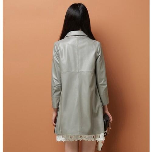 Genuine Leather Trench Jackets Women Plus Size Long Coats Ladies Real Sheepskin Coat Female Slim Spring Clothes LWL1423