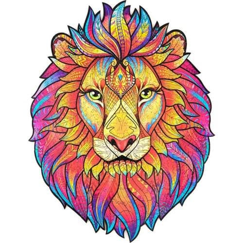 Unique Wooden Jigsaw Puzzles Mysterious Lion Puzzle Gift For Adults Kids Educational Puzzle Fabulous Gift Interactive Games Toy