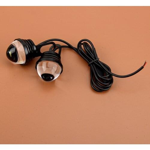 Universal 12V Car Motorcycle Front Tail Backup Fog Lamp Rear Projector Lens Flash Fish Eagle Eye White Light Headlight 5W 0.24A