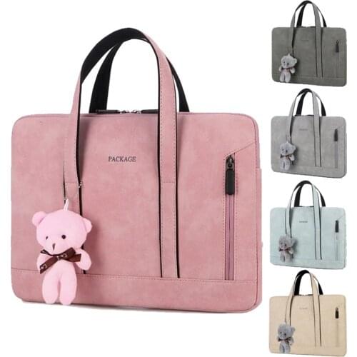 Laptop Bag Waterproof PU Leather Briefcase For Women Business Handbag 13.3 14 15.6 Inch For Macbook Pro 13 15 Case Notebook Bag