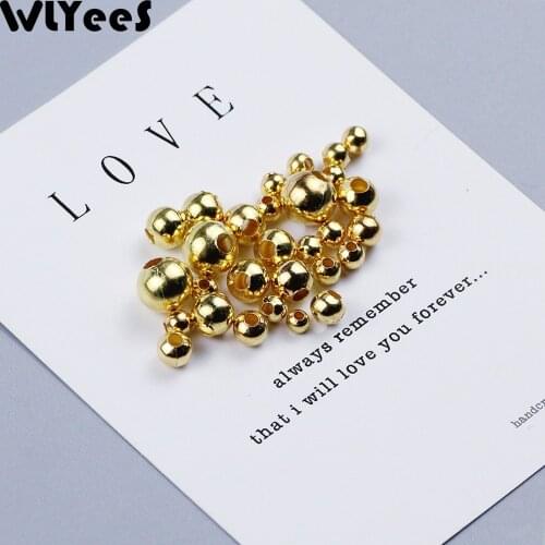 WLYeeS Jewelry Findings DIY 2 3 4 5 6 8mm Gold/Silver Iron beads Smooth Ball Spacer Round Beads For Jewelry Bracelet Making