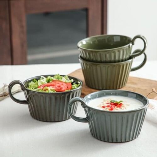 Japanese Vintage Ceramic Bowl Breakfast Plate Creative Personality Home Milk Dessert Bowl Bubble Noodle Bowl Salad Bowl Dish