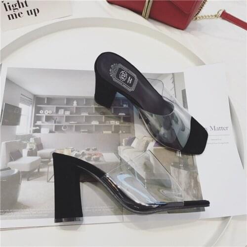 Women Summer Shoes 2021 New Europe And Temperament Joker Transparent Heels Thi Slippers With Cool Shoes Sandals