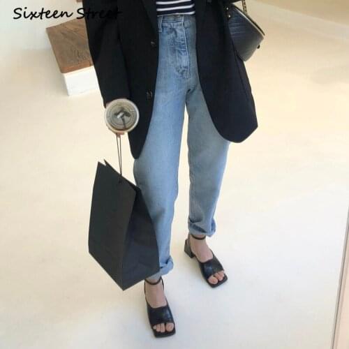 Women Jeans Vintage Fashion Blue Washed Y2K Pants Aesthetic Button Korean Style Denim Female Baggy Trousers 2021 Casual Harajuku