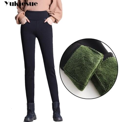 Winter pants women Office Thick Warm Fleece High Waist pencil pants Stretch black White trousers Plus Size 5XL 6XL Leggings 2020