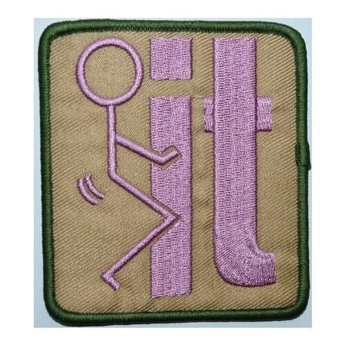 Motorcycles Biker Funny Pink Man Offensive F ** * IT Iron on Patch (size is about 7.5 * 8.4 cm)