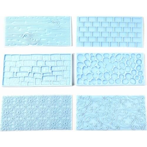 2Pcs Decorative Fondant Mold Lightweight Easy Clean Plastic Portable Stone Flower Tree Bark Cake Edge Mould Widely Use for Home