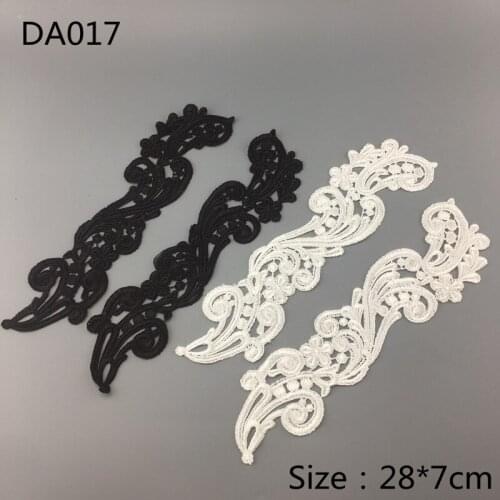 5 Mirror pairs white black Lace Fabric Sewing Wedding Dress Applique Lace patch DA017