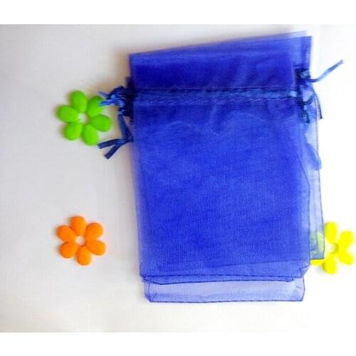 500pcs 11*16cm Royal Blue Organza Gift Bag Jewelry Packaging Display Bags Drawstring Pouch For Bracelets/necklace Mini Yarn Bag