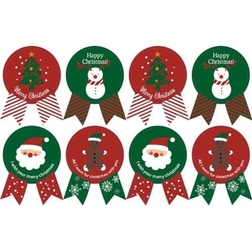 80pcs Snoman Santa Claus Sealing Lable Christmas Stickers Toys Children Cute Round Badge Design Package DIY Decorative Stickers