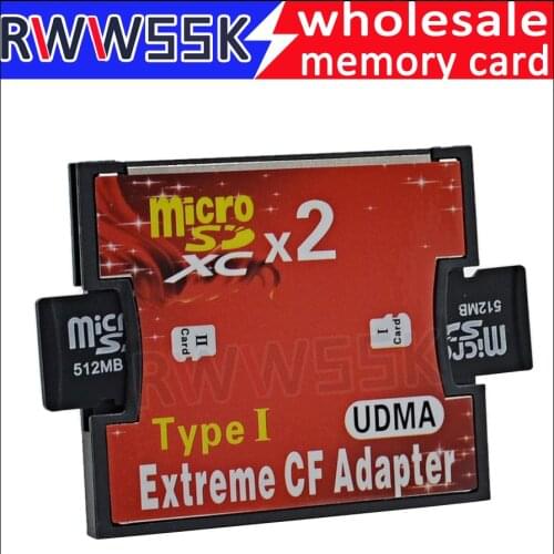 Dual Slot Micro SD SDHC SDXC TF to CF Adapter MicroSD to Extreme Compact Flash Type I Card Converter