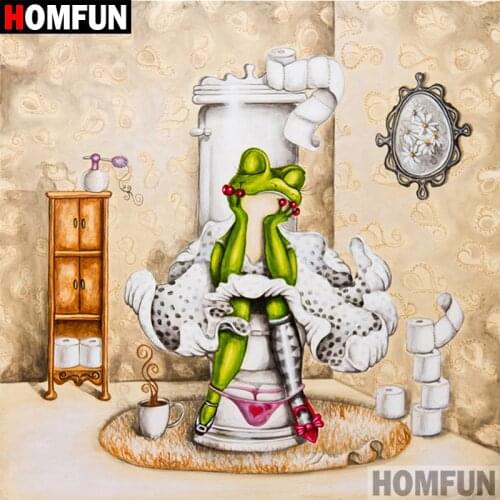 HOMFUN 5D DIY Diamond Painting Full Square/Round Drill "Toilet frog" 3D Embroidery Cross Stitch gift Home Decor A00368