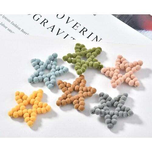 Velvet Felt Round Beads Woven Crochet Star Charms Craft DIY Jewelry Findings Ornament Accessories Girl Earring Necklace Bracelet