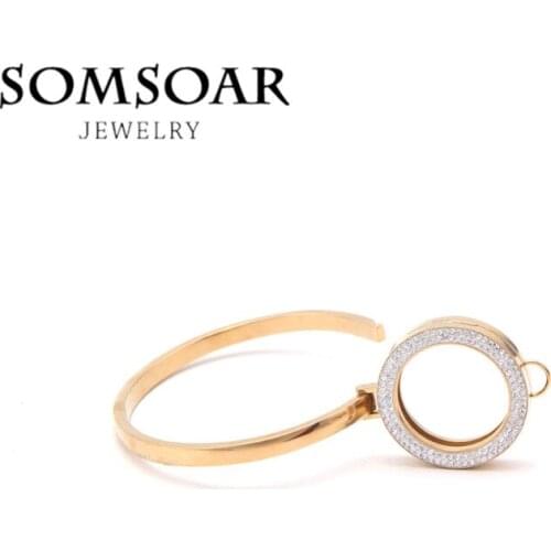 Somsoar Jewelry"PRESELL PRODUCT" Deluxe Stainless Steel Magnet Coin Bracelet with Double Crystal fit 25mm My Coin Disc 20pcs/lot