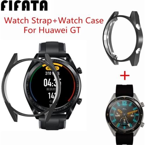 FIFATA 2 In 1 TPU Material Watch Case Cover+Colorful Soft Silicone Watch Strap For Huawei GT Smart Watch Replace Accessories