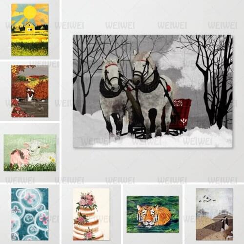 Animal Tiger Painting Horse Pig Home Decor Canvas Print Posters Modern View Wall Art Living Room Modular Picture No Frame