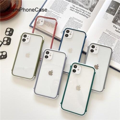 GlamPhoneCase Color-blocking border Phone Case For iPhone12Pro/max 11Pro/Max XS Max XR Soft Silicone Cover For iPhone11 7 8Plus
