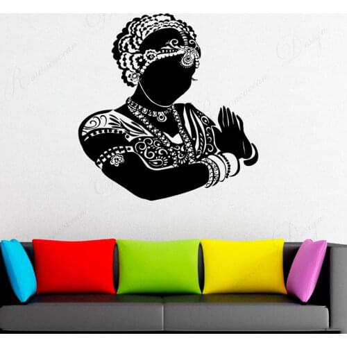 India Yoga Buddha Wall Sticker Vinyl Art Home Decor Living Room Bedroom Religious Culture Wall Decals Removable Wallpaper 4316