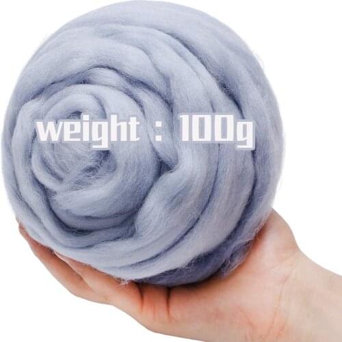 KAOBUY -Ash Blue 3.53oz Wool Roving Yarn, 100% Pure Wool, Spinning Wool Roving For Needle Felting Wet Felting DIY