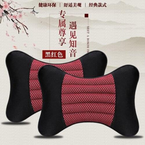 KKYSYELVA Leather Car Neck Pillow Comfort Breathable Auto headrest Pillows Seat Cushion Support Interior Accessories Black
