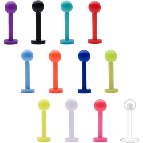 JFORYOU 10 Pcs Bioflex Material Lip Ring Labret Jewelry 16G Ear Helix Tragus Cartilage Lip Stud Retainer Piercing Jewelry