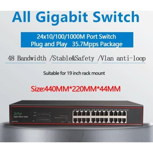 24 Port RJ45 Gigabit Ethernet switch lan switch ethernet switch for ip camera AP wireless