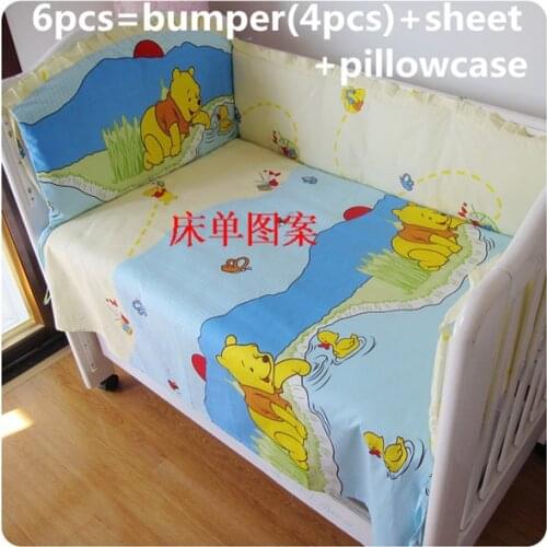 6PCS cot bumper pillow and covers baby bedding sets nursery bedding cama infantil (4bumpers+sheet+pillow cover)